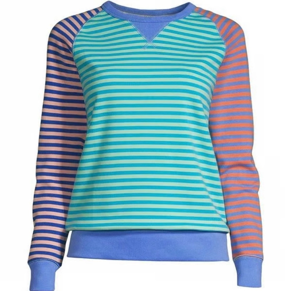 Lands' End Blue and Purple Striped Sweatshirt